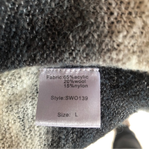 Elan Ombré open front cardigan with hoodie tan and charcoal stripe size L - Picture 8 of 8